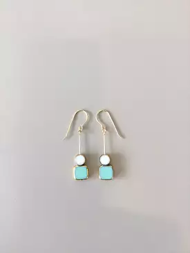 I. Ronni Kappos stacked aqua square earrings