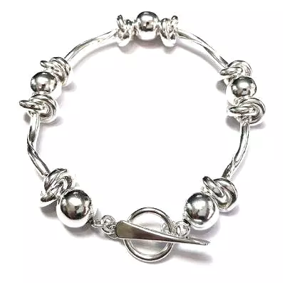 Iron Clay Silver Ball Knot Link Bracelet