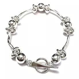 Iron Clay Silver Ball Knot Link Bracelet