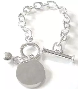 Iron Clay Silver Link  Bracelet with Disc