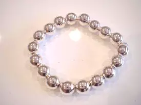 Iron Clay Silver Stretch Ball  Bracelet