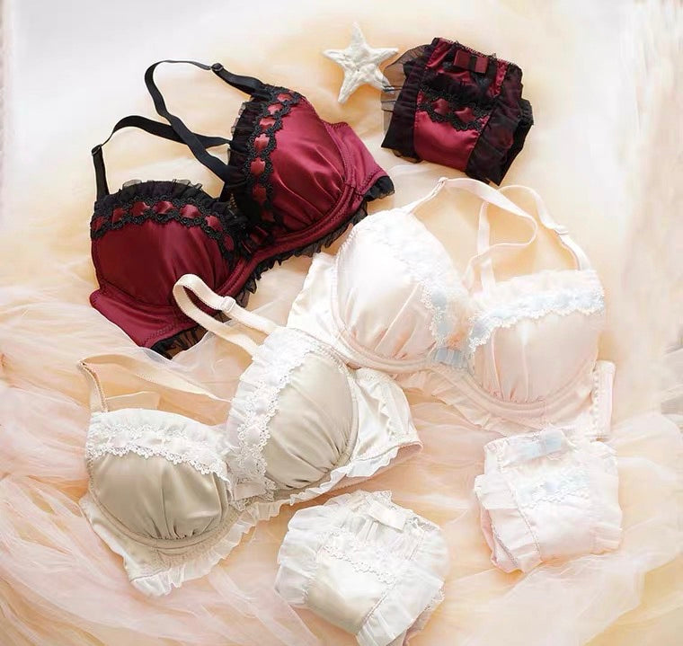 Japan satin style cover cup bra set (1bra+1 pantie)big size available