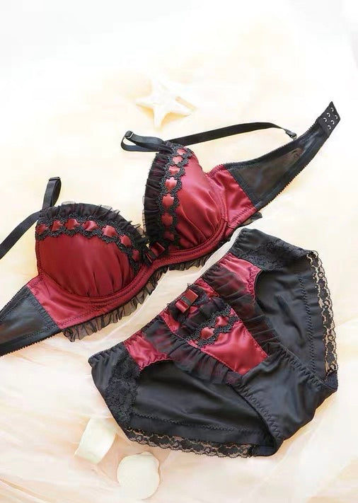 Japan satin style cover cup bra set (1bra+1 pantie)big size available