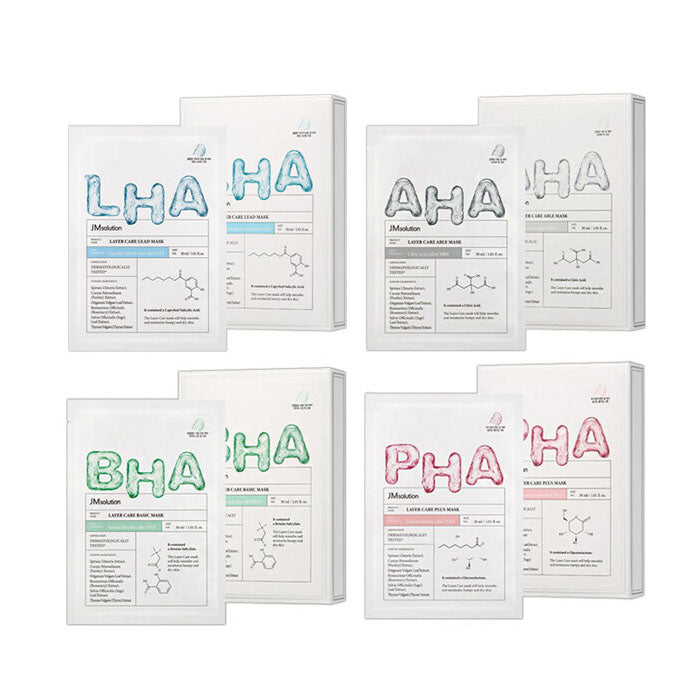 JMsolution Layer Care Masks AHA BHA PHA LHA Facial Skincare Sheets