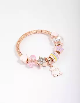 Kids Rose Gold Easter Bunny Charm Stretch Bracelet