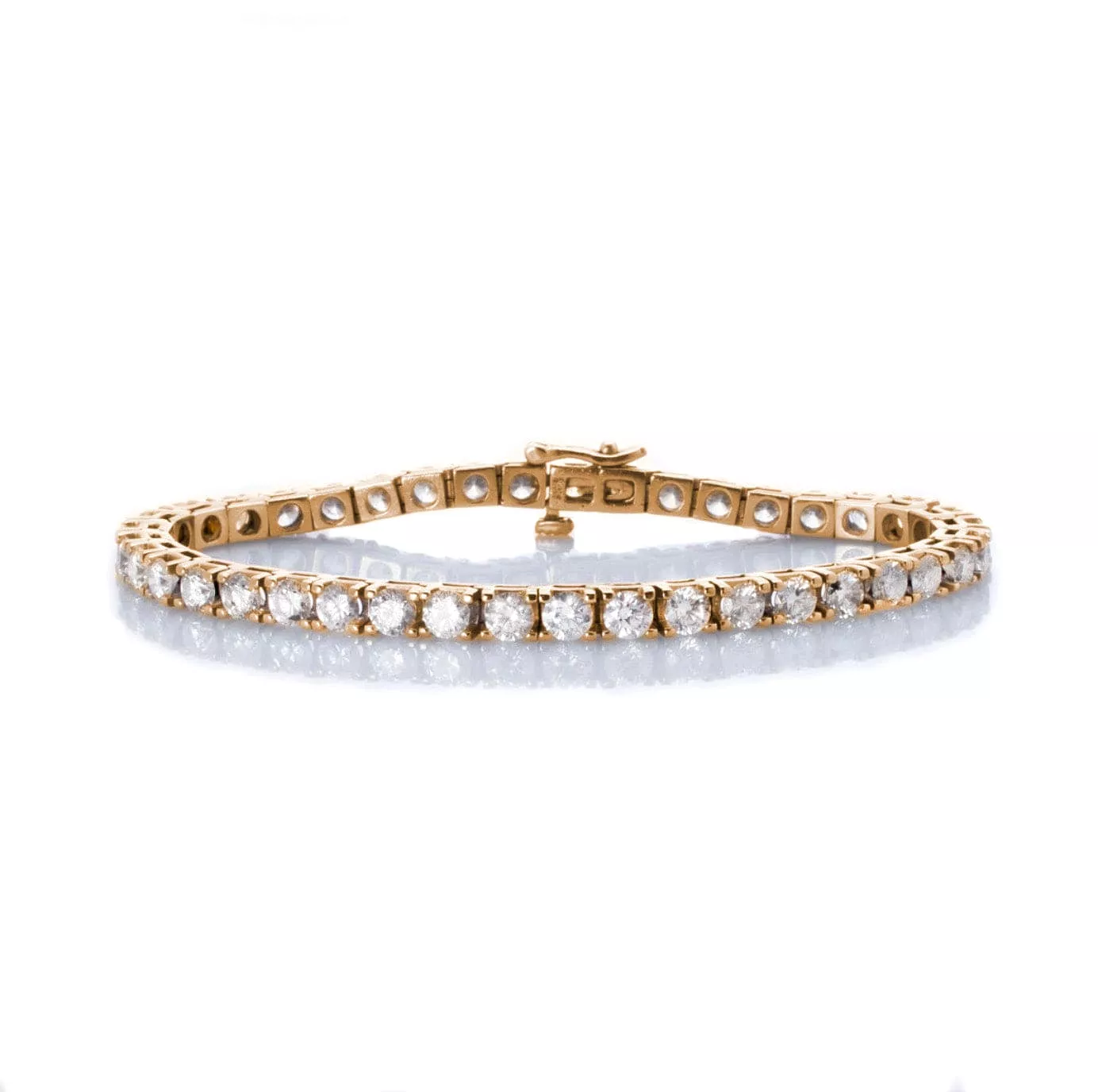 Large 14K Gold and Diamond Tennis Bracelet 4-Prong Setting