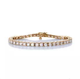 Large 14K Gold and Diamond Tennis Bracelet 4-Prong Setting