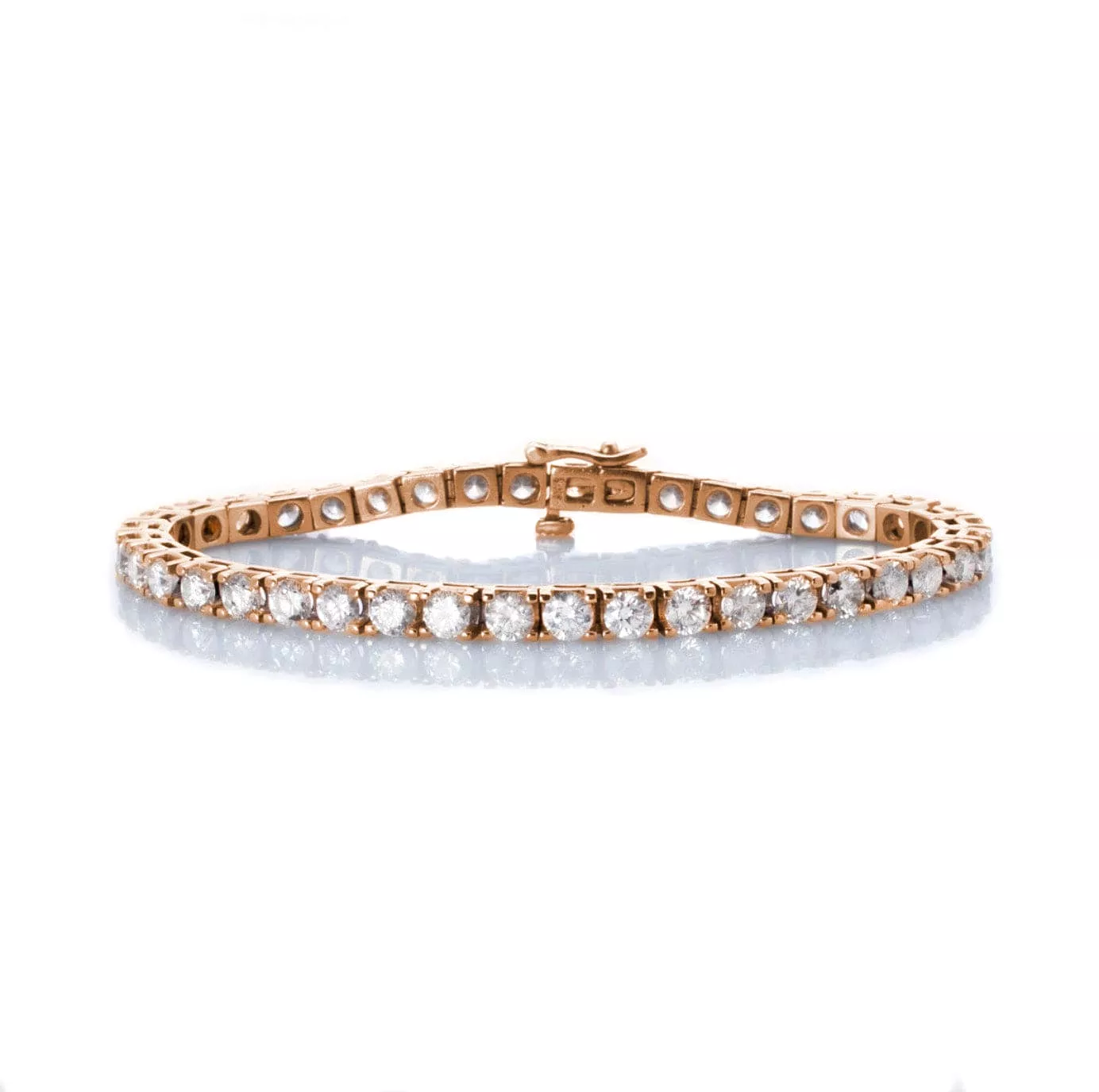 Large 14K Gold and Diamond Tennis Bracelet 4-Prong Setting