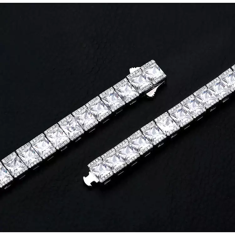 Leonardo 8mm Princess Cut White Gold Tennis Bracelet