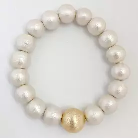 M. Donohue Olivia Cotton Pearl & Gold Stretch Bracelet