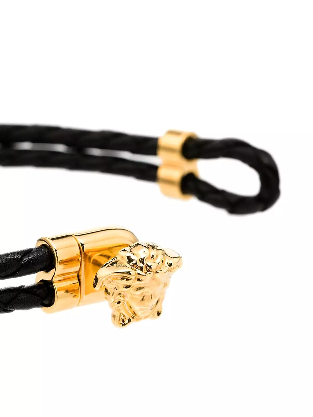 medusa head-embellished leather bracelet