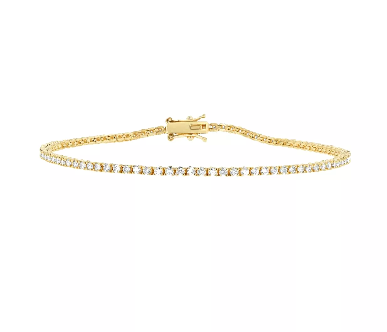 Mini 14K Gold and Diamond Tennis Bracelet  1-1.3 ct 4-Prong Setting