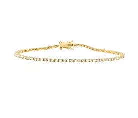 Mini 14K Gold and Diamond Tennis Bracelet  1-1.3 ct 4-Prong Setting