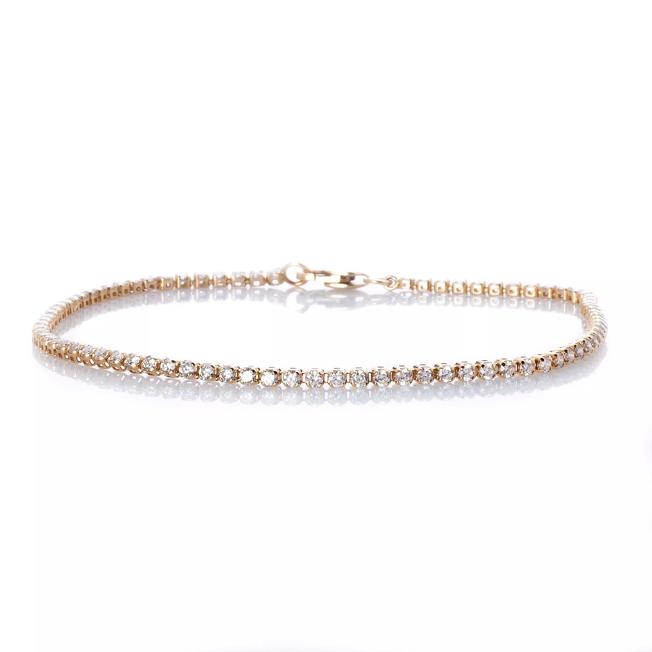 Mini 14K Gold and Diamond Tennis Bracelet Invisible Setting