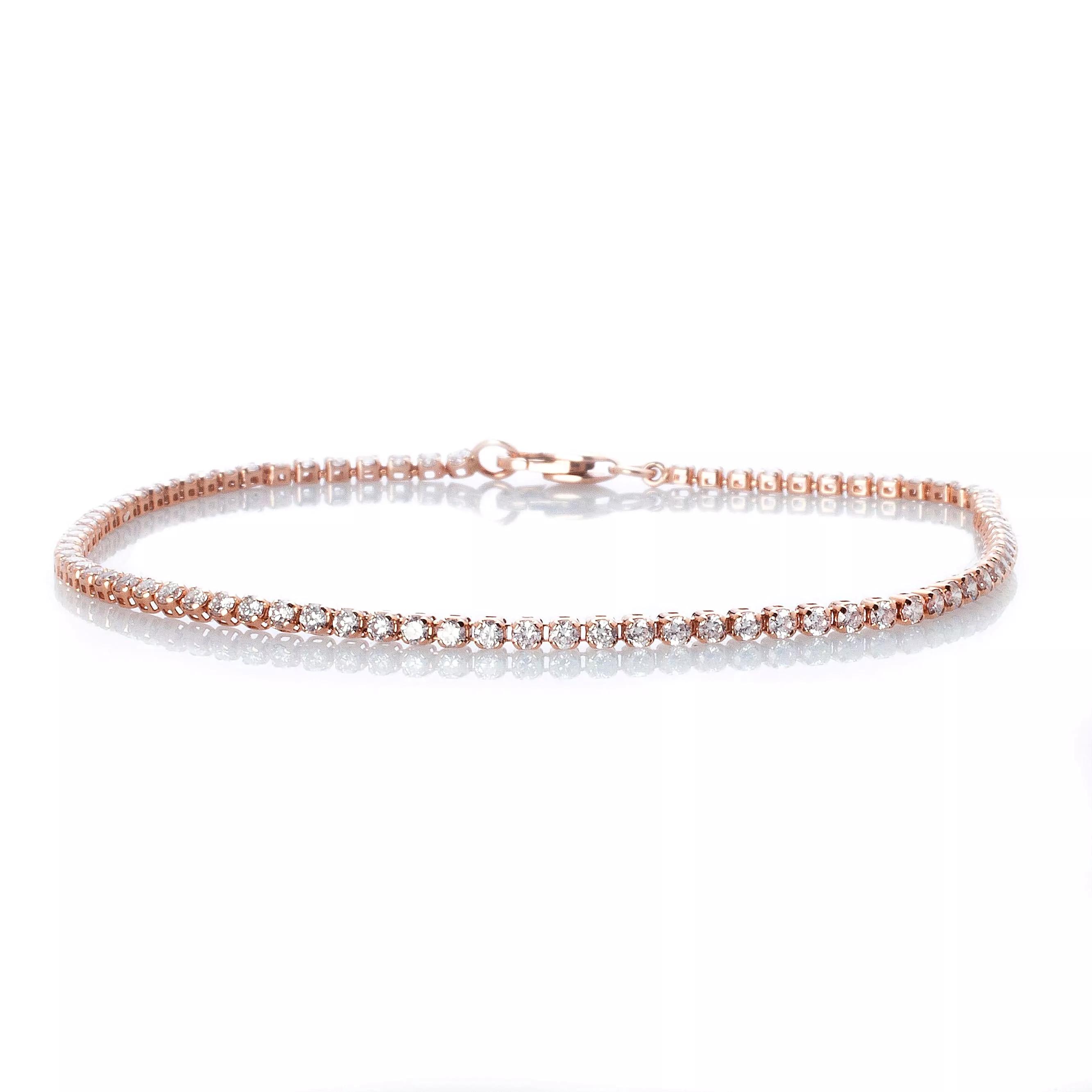 Mini 14K Gold and Diamond Tennis Bracelet Invisible Setting