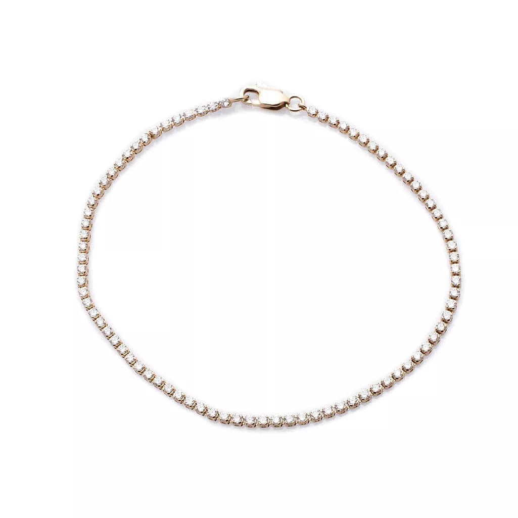 Mini 14K Gold and Diamond Tennis Bracelet Invisible Setting