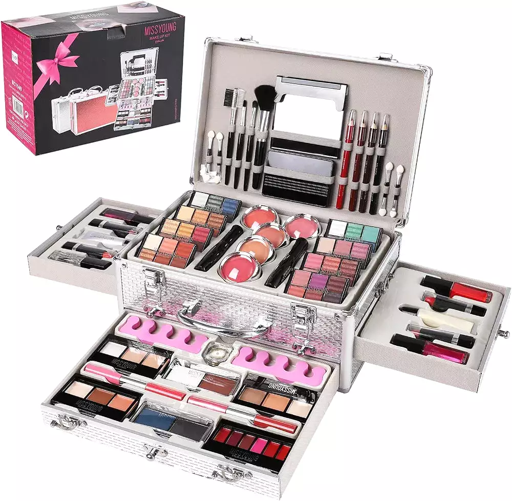 Miss Young MC1149 All in One Professional Makeup Kit for Women Full Kit Suitcase, Include Eyeshadow Palette, Lipstick Set, Conce