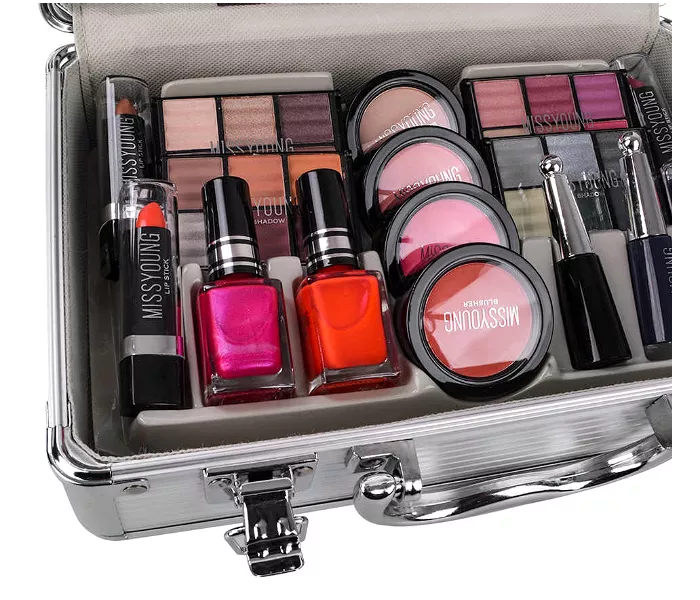 Miss Young MC1157 Make-Up Kit Suitcase with Cosmetics, Brushes, Eyeshadow & Mirror