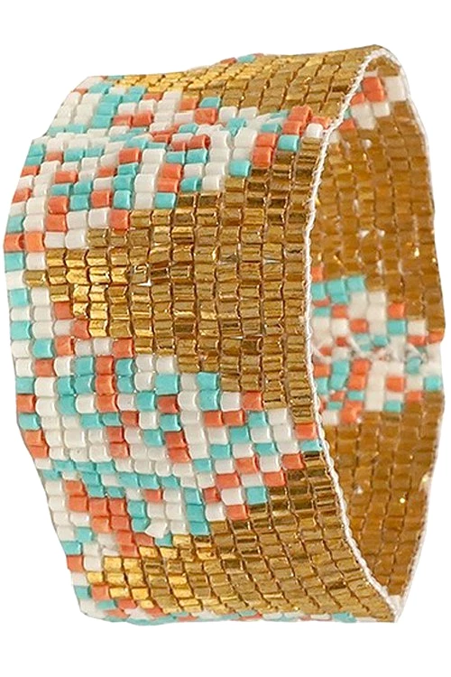 Multi Triangle Pattern Beaded Stretch Bracelet