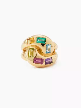 Multicolor Gemstone Knot Ring