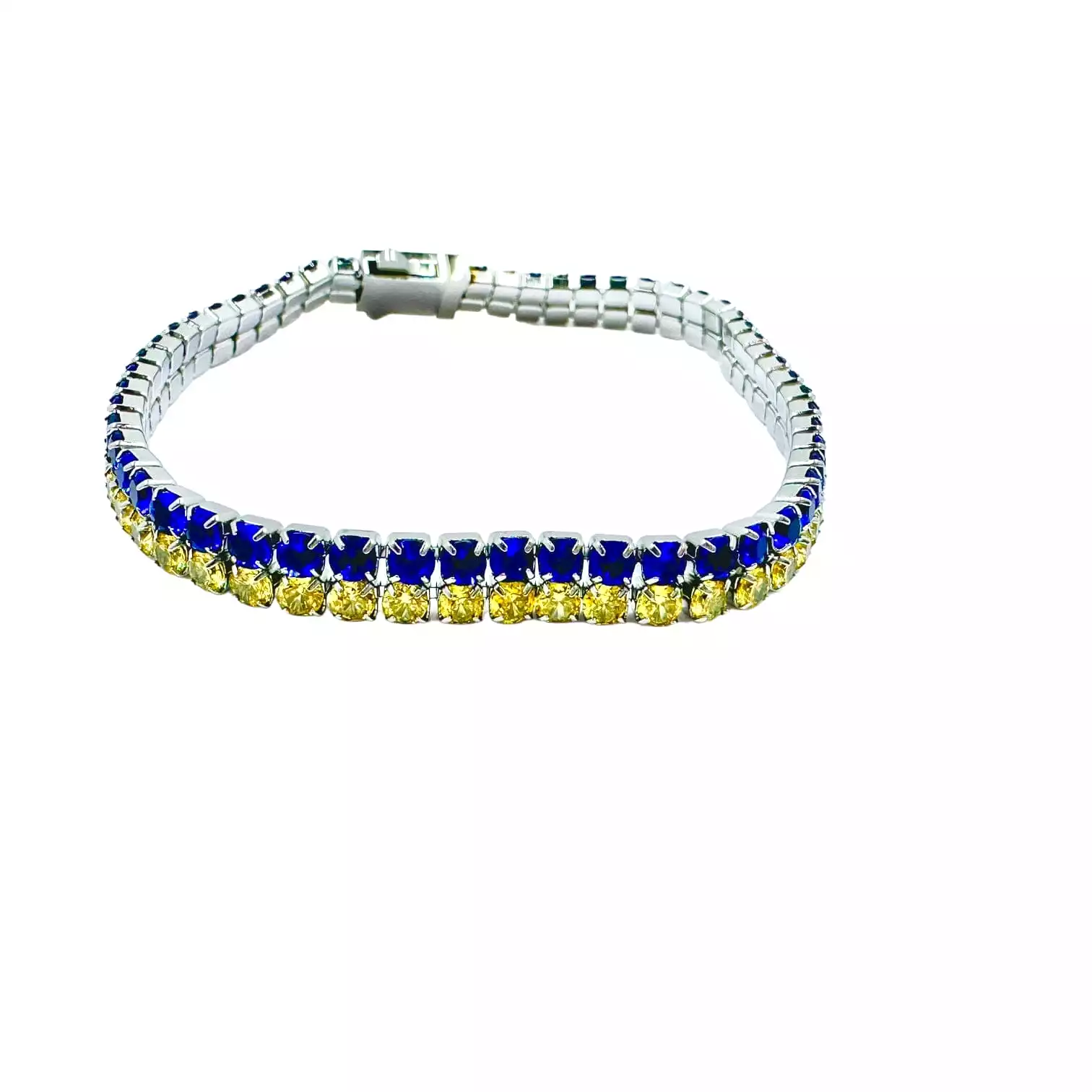 Nara Double Row Cubic Zirconia Tennis Bracelet Blue and Yellow