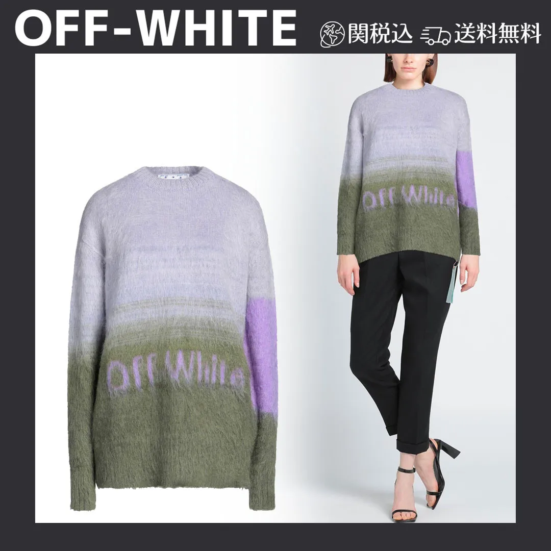 Off-White  |Crew Neck Wool Nylon Street Style Long Sleeves Logo