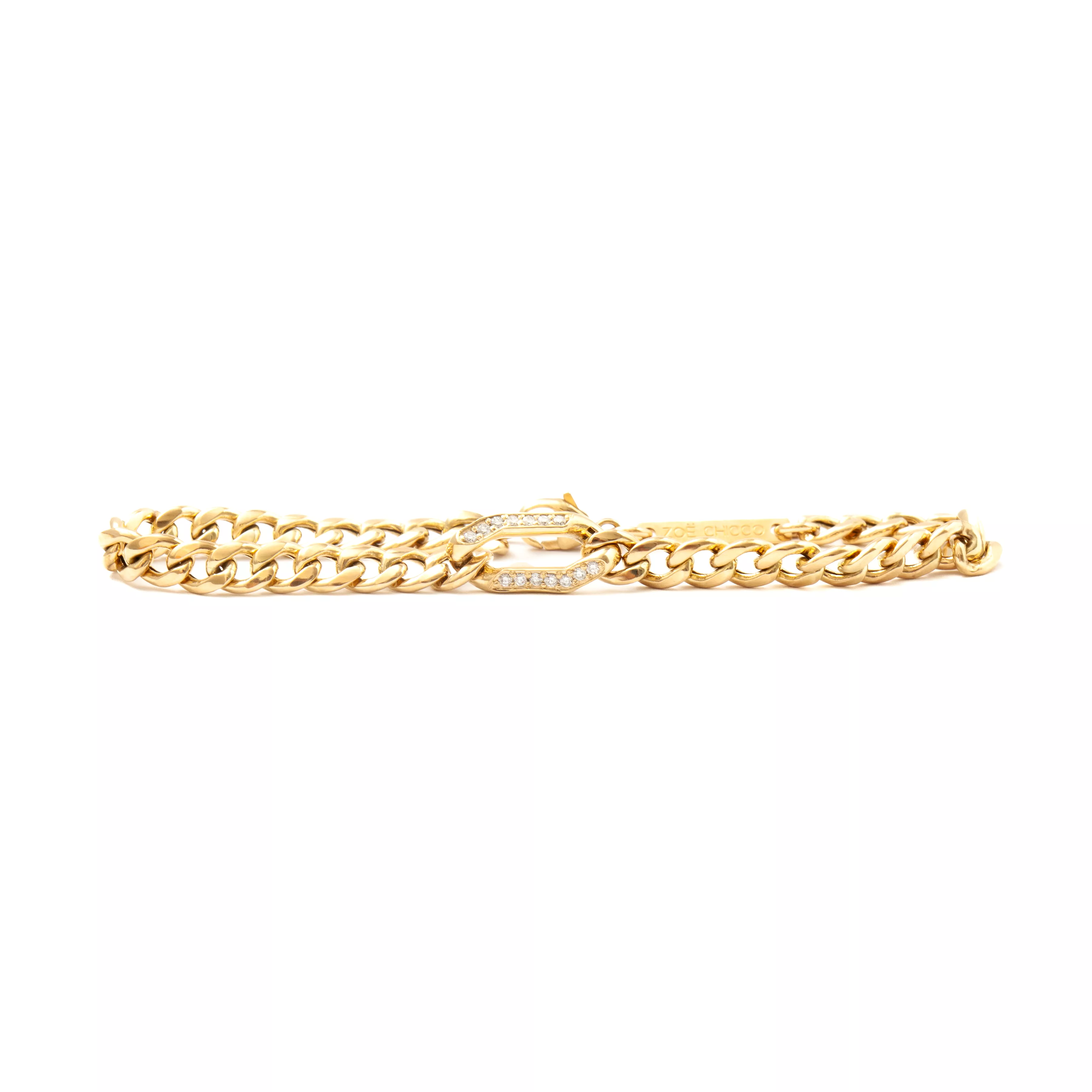 Pavé Oval Link on Medium Curb Chain Bracelet