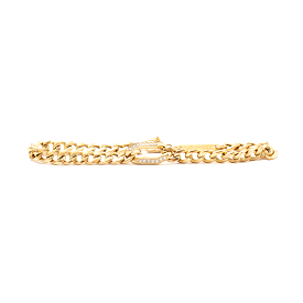 Pavé Oval Link on Medium Curb Chain Bracelet