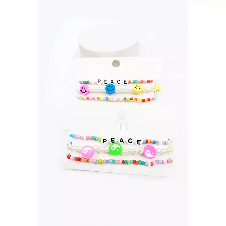 Peace Happy Bead Bracelet Set