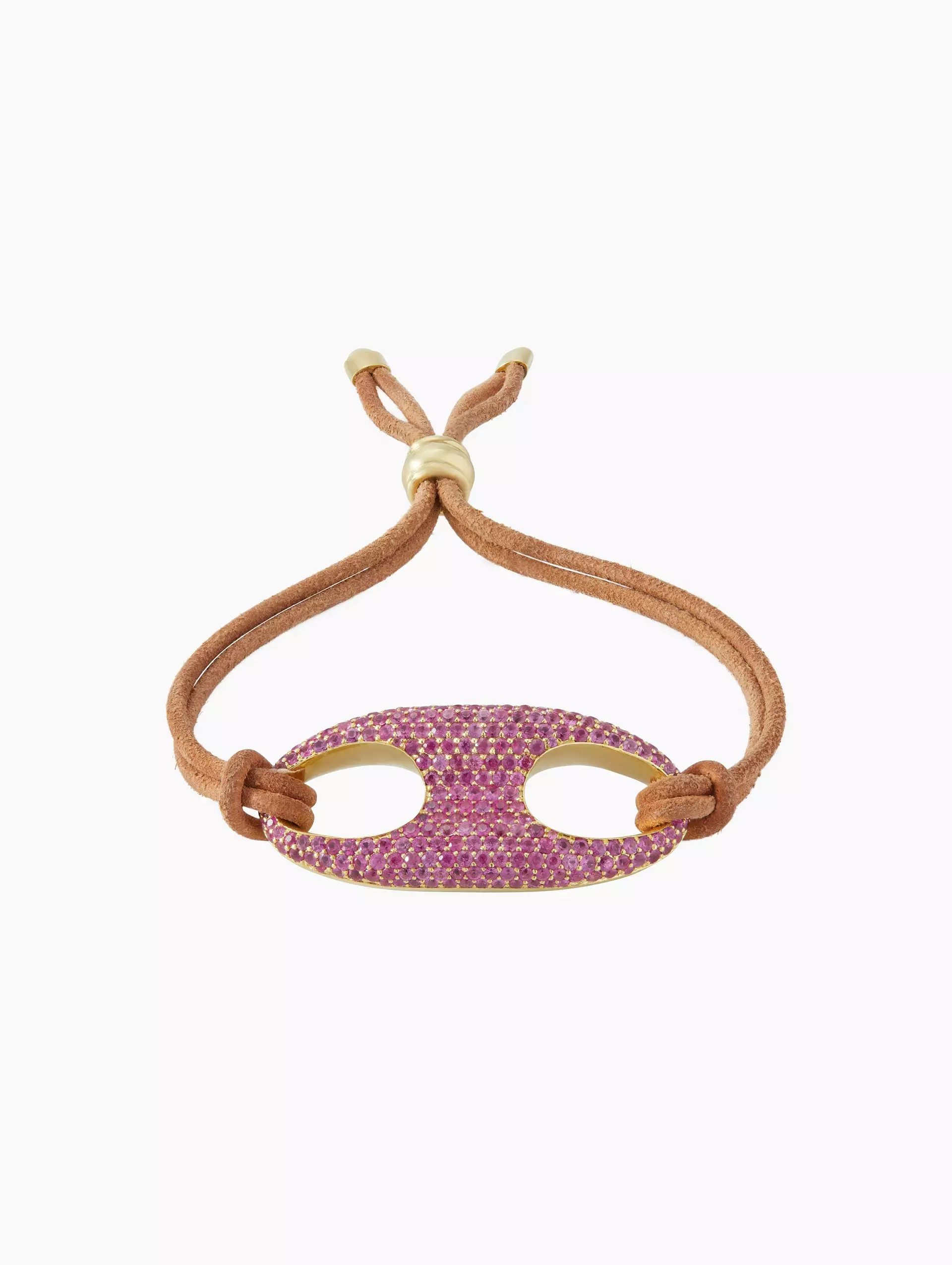 Pink Sapphire Nautical Link On Leather