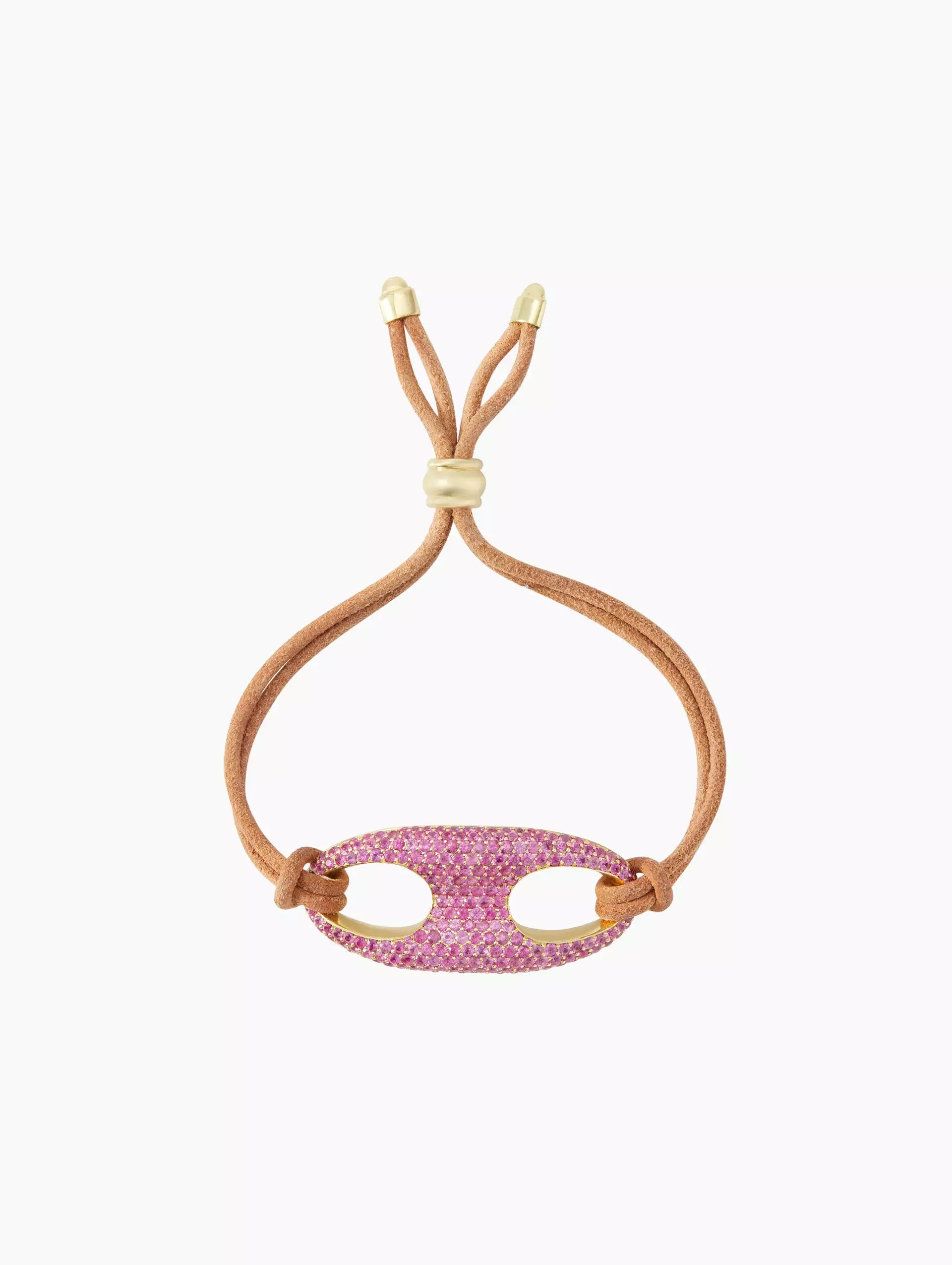 Pink Sapphire Nautical Link On Leather