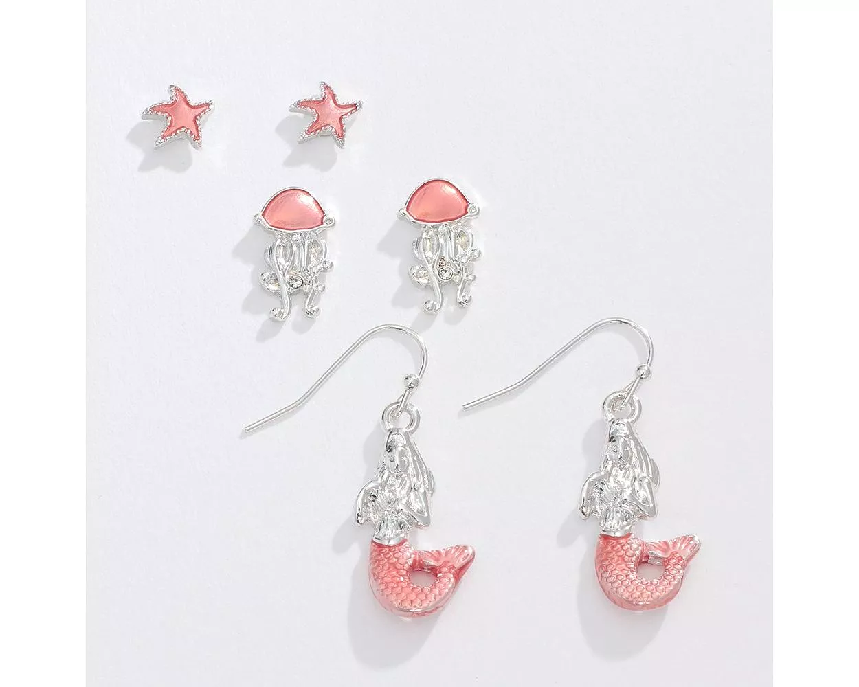 Pink Sea Life Trio Earrings