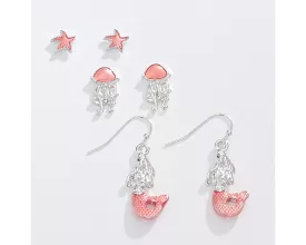 Pink Sea Life Trio Earrings