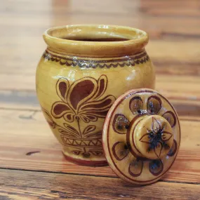 Planted Flower Small Lidded Jar