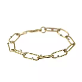 Polished Yellow Gold Link & Diamond Bracelet