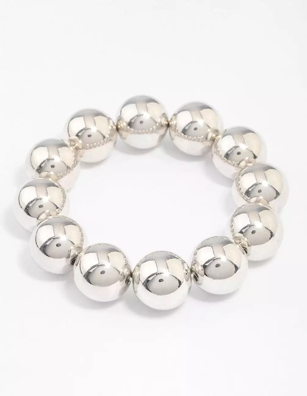 Rhodium Round Ball Stretch Bracelet