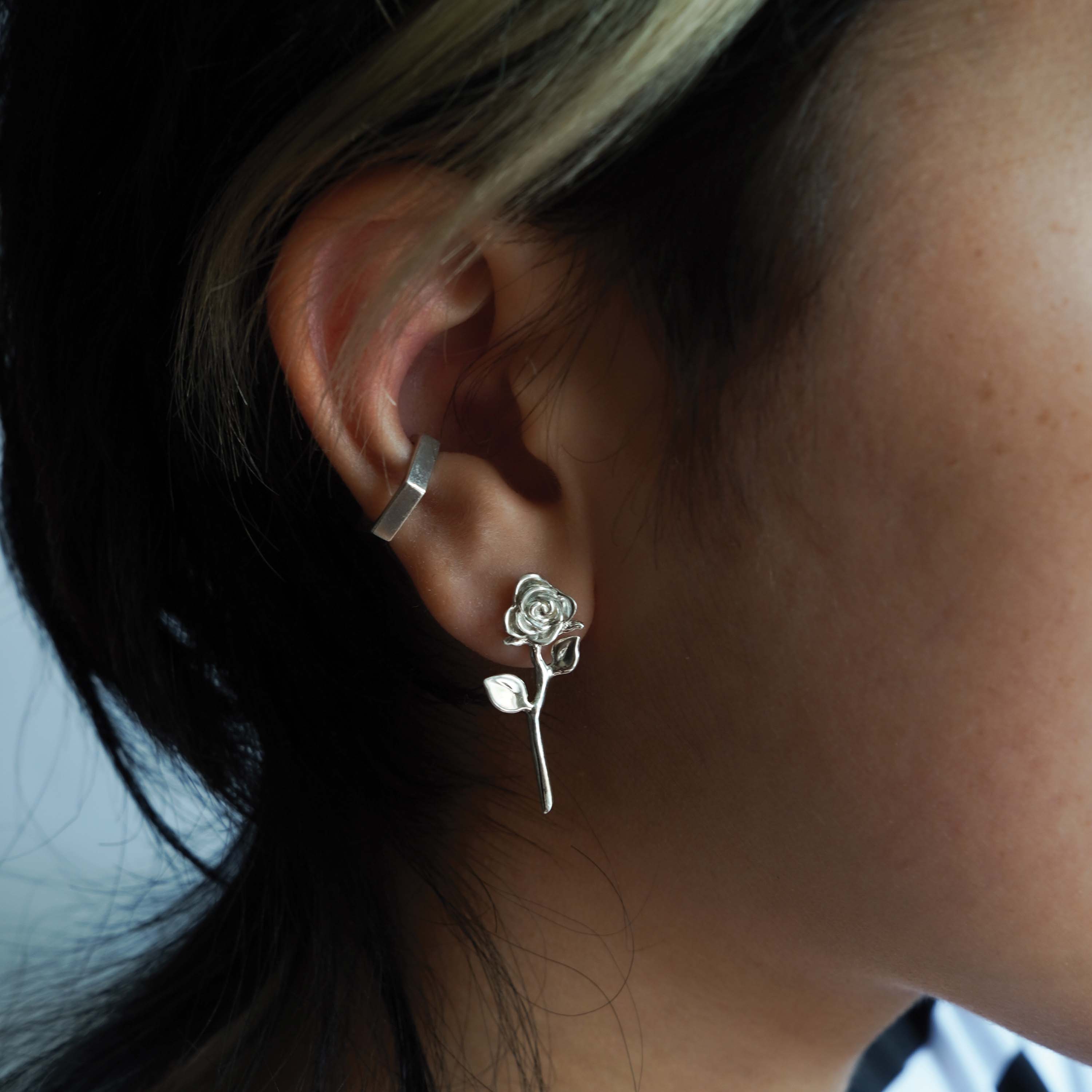 Rose Stud Earring - Sterling Silver