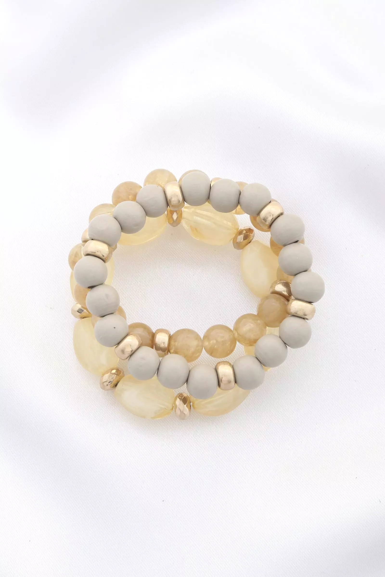 Semi Precious Stone Wood Bead Bracelet Set