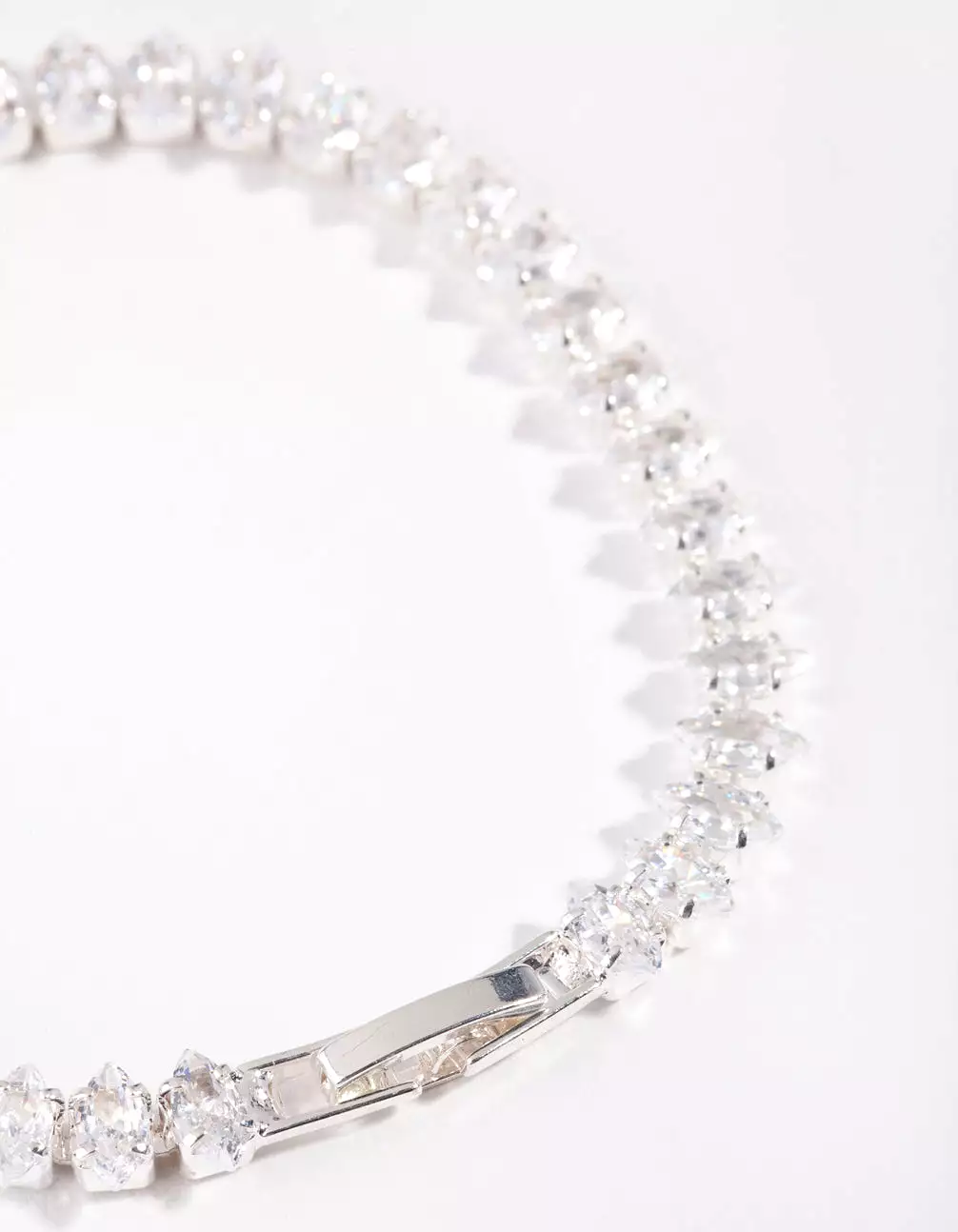 Silver Cubic Zirconia Navette Tennis Bracelet