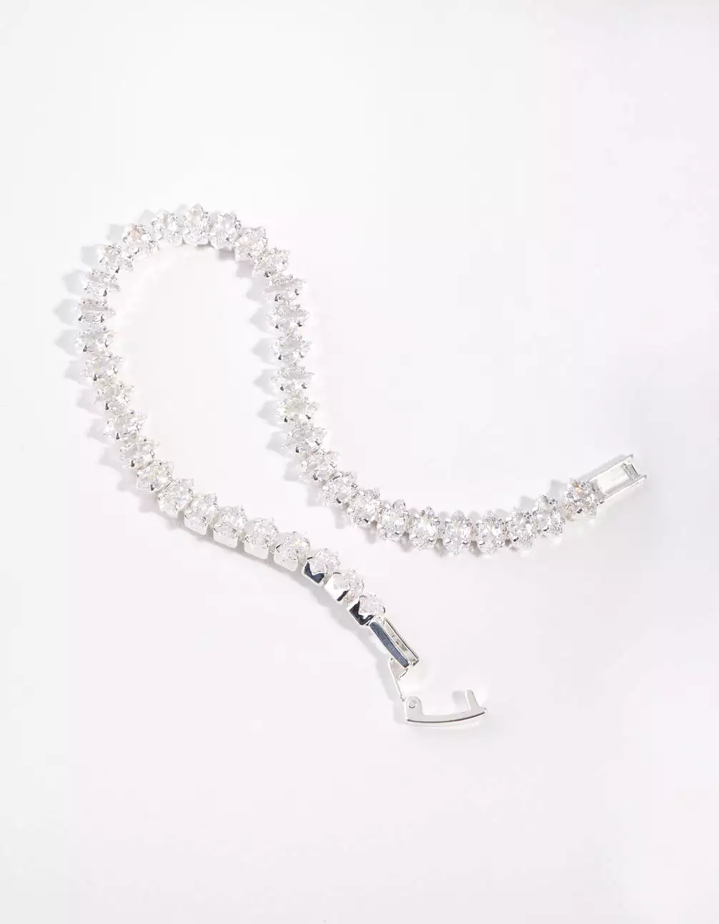 Silver Cubic Zirconia Navette Tennis Bracelet