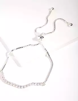 Silver Cubic Zirconia Toggle Tennis Bracelet