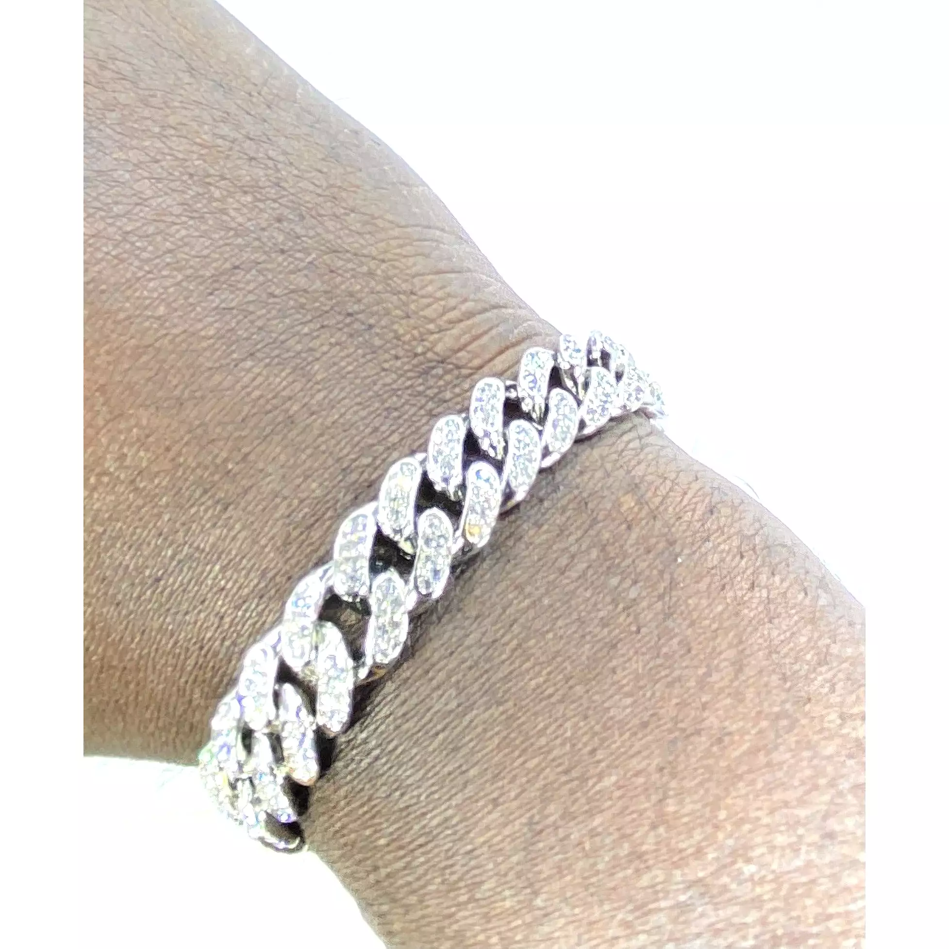 Silver CZ Miami Cuban Link Bracelet