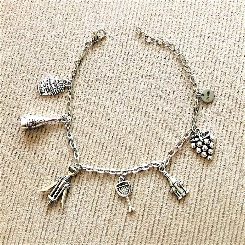 Silver Wine Charm Bracelet