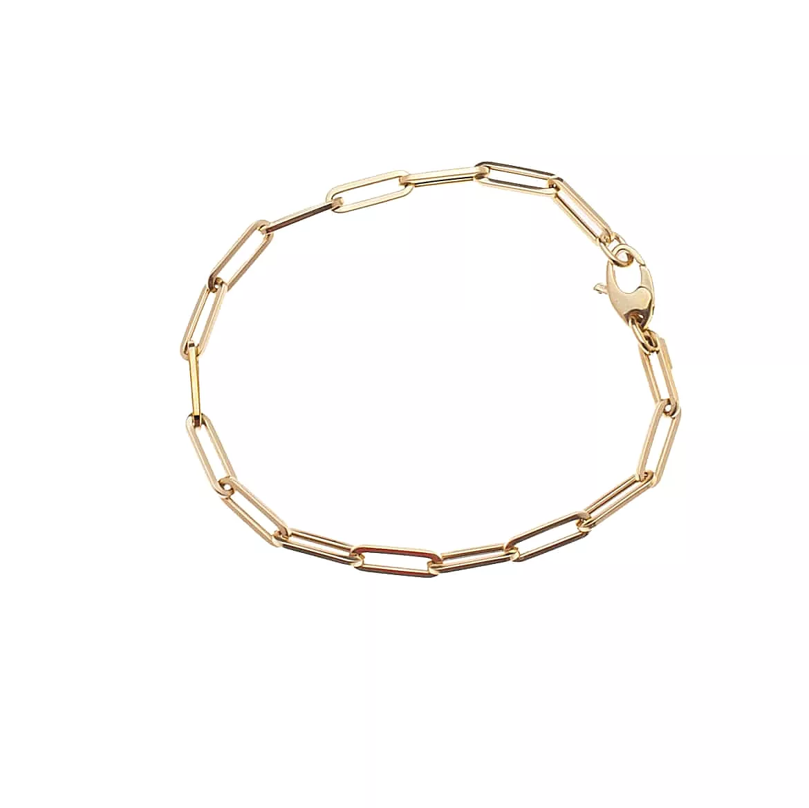 Small 14K Gold Paper Clip Link Bracelet 2mm