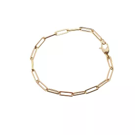 Small 14K Gold Paper Clip Link Bracelet 2mm