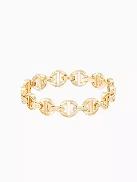 Small Link MMV Bracelet With Diamond Bridge