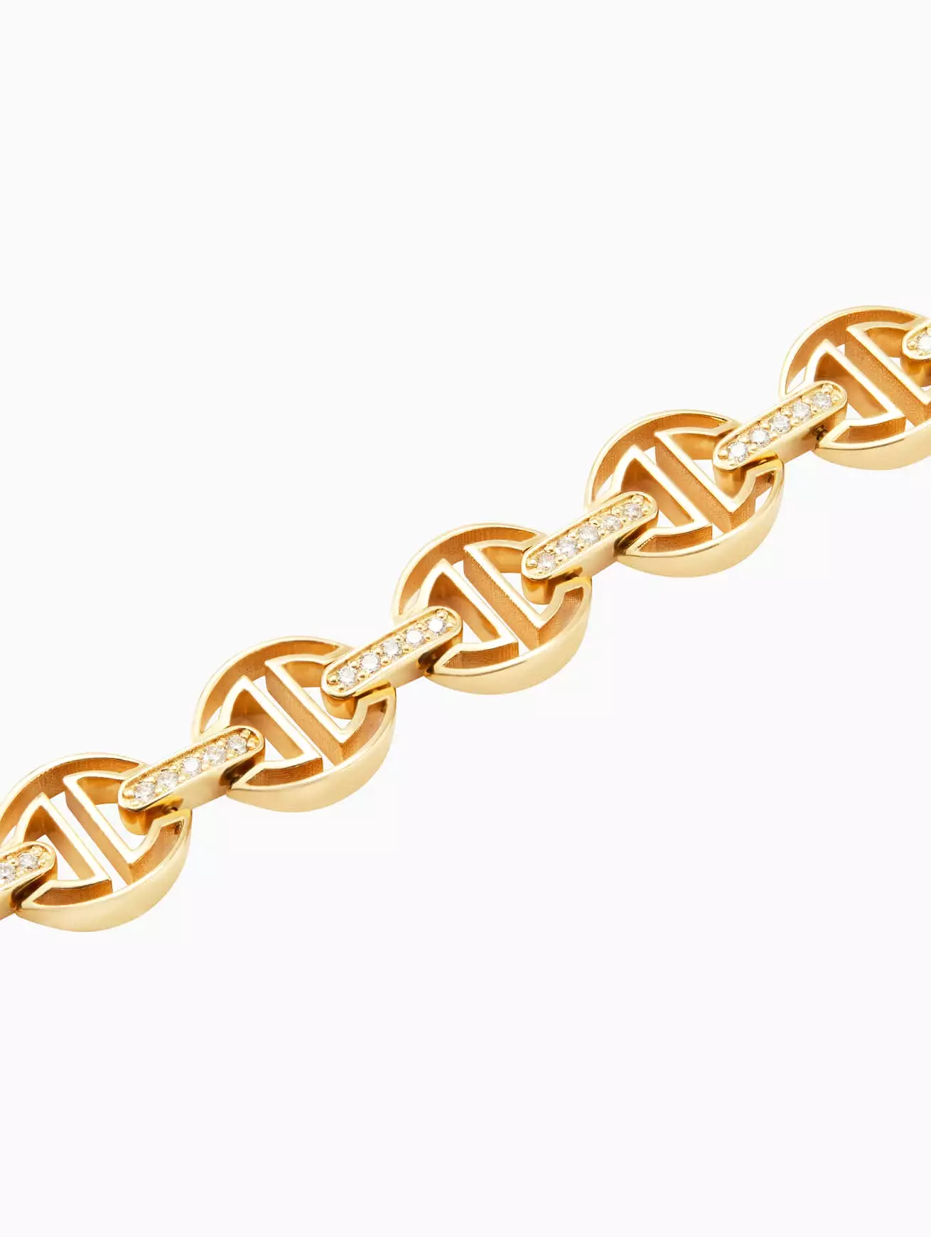 Small Link MMV Bracelet With Diamond Bridge