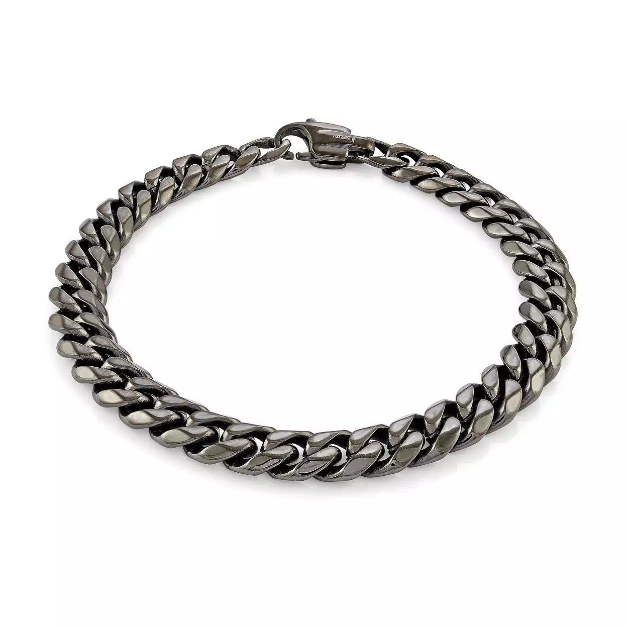 Stainless Steel Polished Gun Metal Cuban Link Bracelet