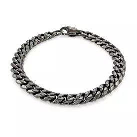 Stainless Steel Polished Gun Metal Cuban Link Bracelet