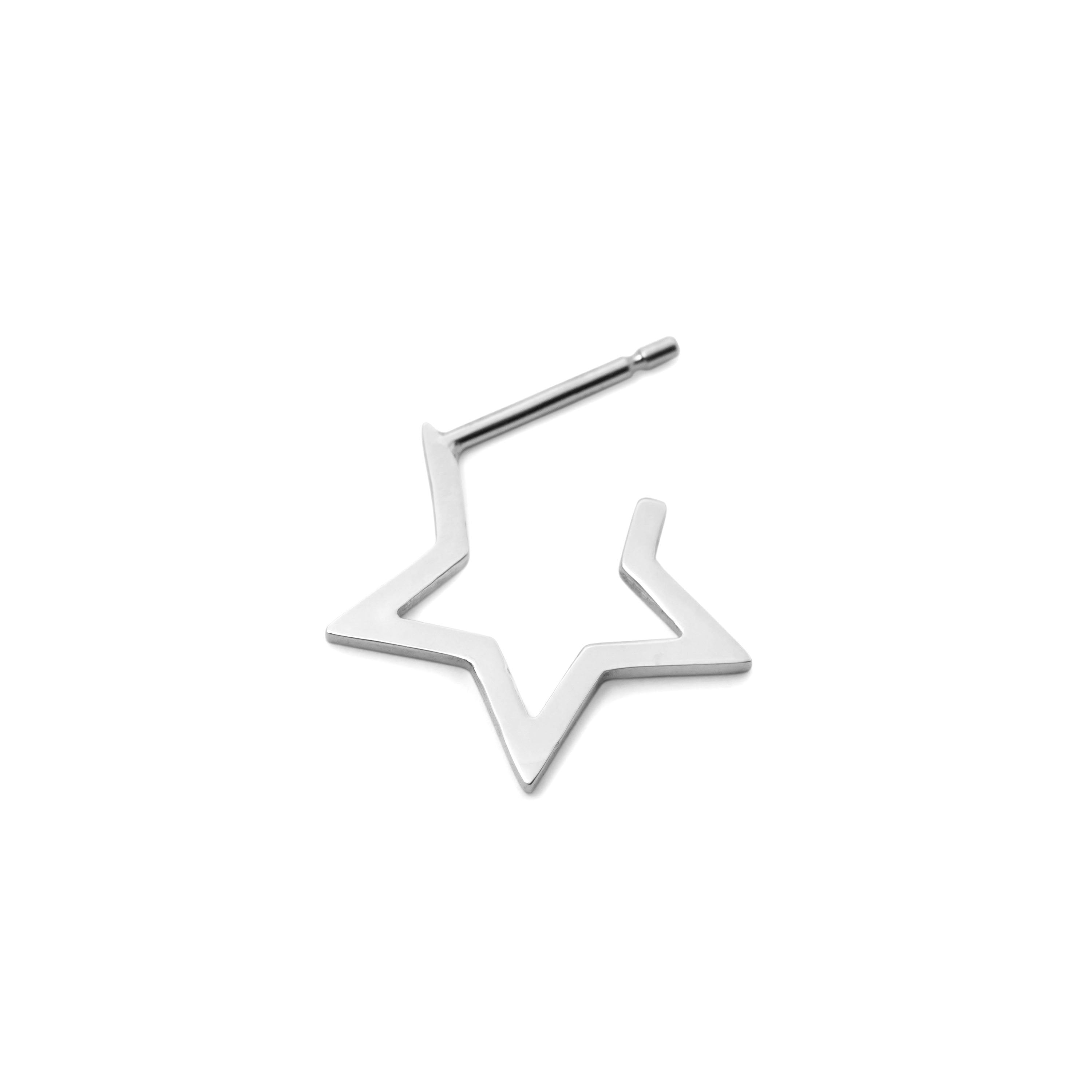 Stella Earring - Star Open Hoop Earring Sterling Silver